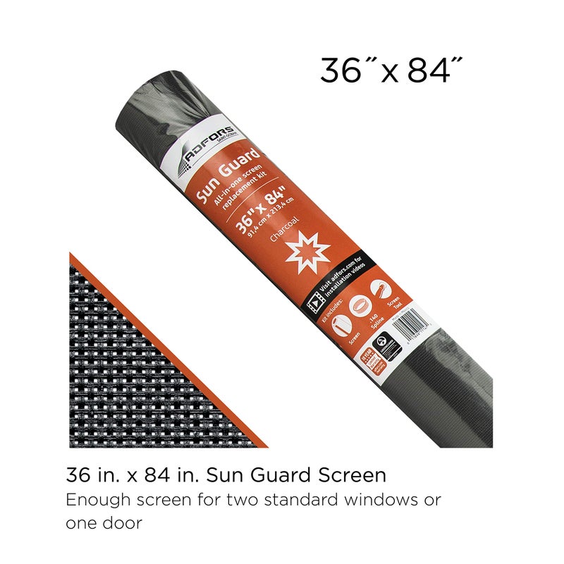 ADFORS Saint-Gobain ADFORS Charcoal Sun Guard Screen Repair Kit, 36 Inches x 84 Inches - Blocks up to 75% of the Sunâ€™s Rays, DIY Window & Door Mesh Repair, Durable, Comes with Spline Tool & Spline - Image 2